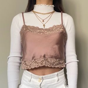 Brandy Melville satin cropped cami top